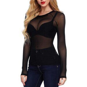 ✨Women Black Sheer Mesh Fishnet Tops Stylish and Sensational Blouses for Fashion
